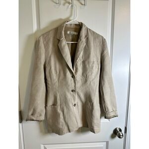 Tweeds Linen Blend Blazer Women's Size‎ 6 Career Office Casual Neutral